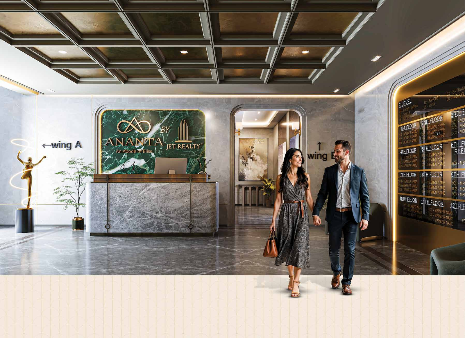 Luxury grand arrival entrance showcasing architectural elegance at JET ANANTA – ANDHERI WEST, MUMBAI BY JET REALTY