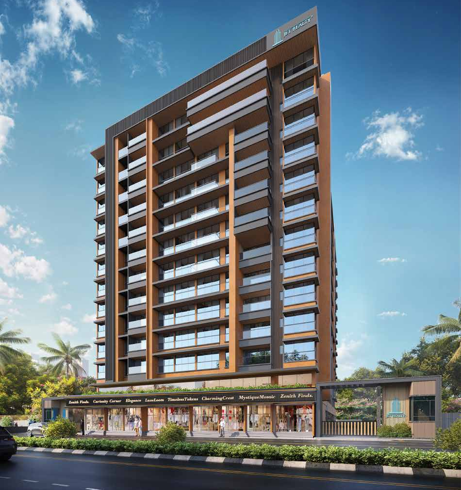 Luxury mirror façade residential tower with premium architecture in Andheri West Mumbai at Jet Ananta by Jet Realty